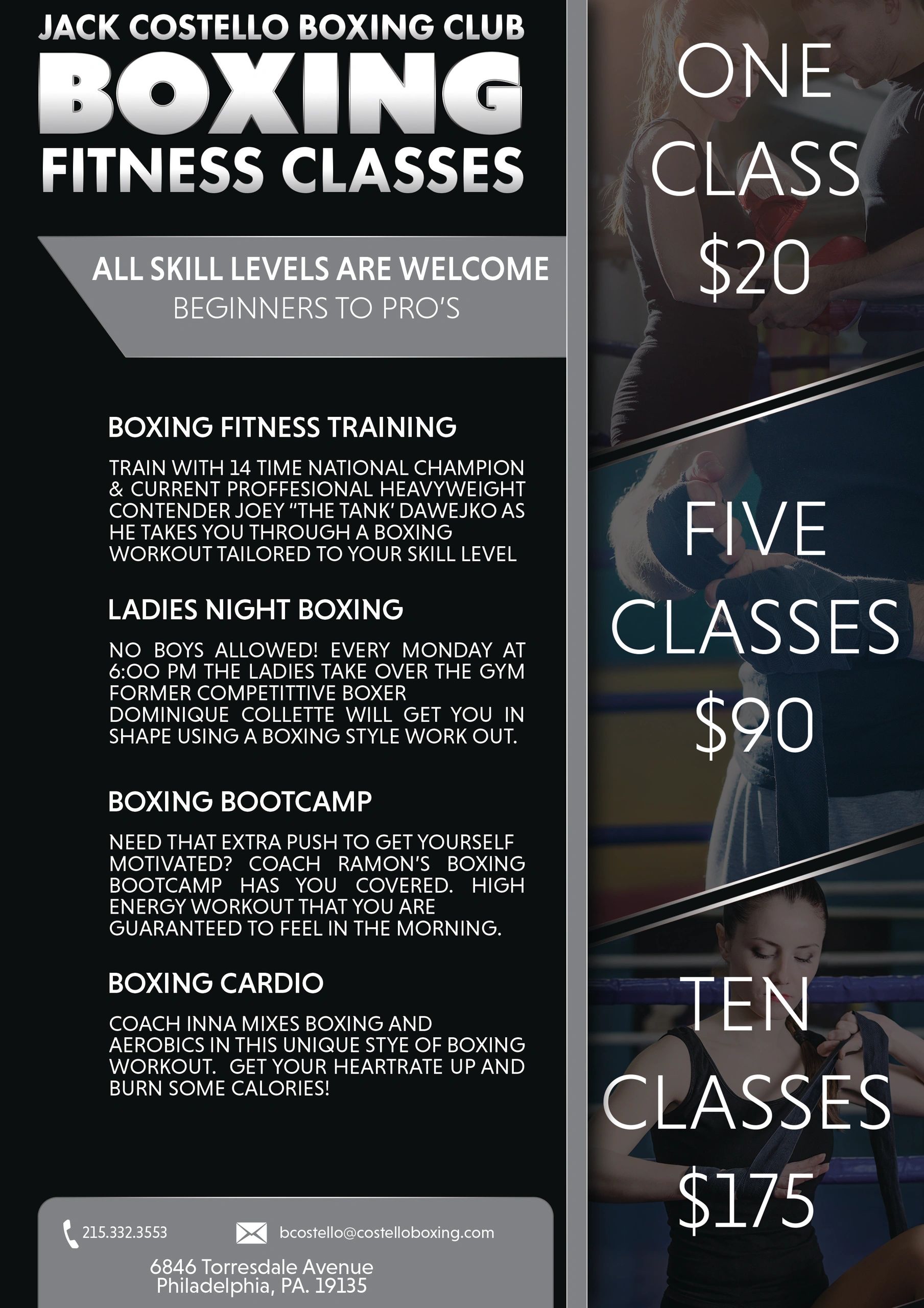 FITNESS CLASSES Jack Costello Boxing Club